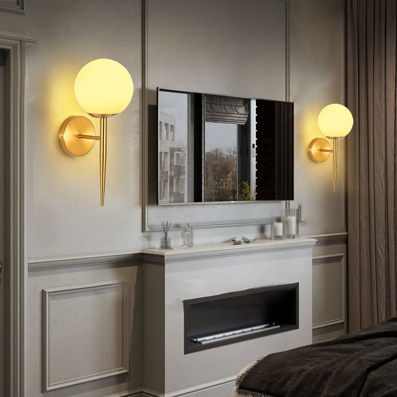 Modern Simple Vanity Light Ball Shape Vanity Lamp with Glass Shade for Bedroom