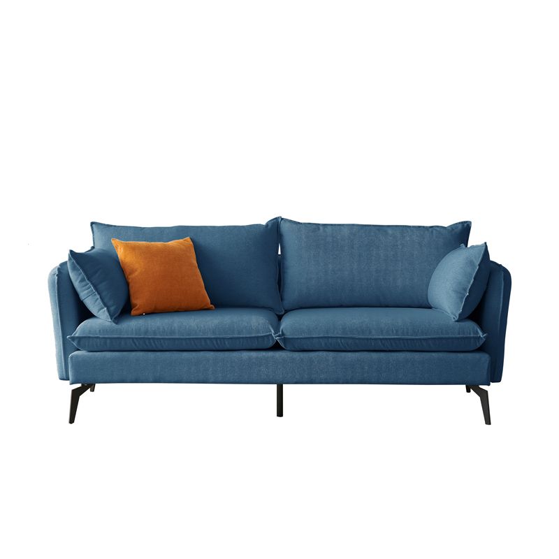 Modern Linen Tuxedo Arm Sofa with Bolster Pillows for Living Room, Apartment