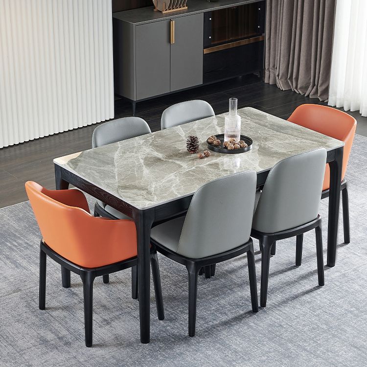 Minimalist Style Dining Table Set with Rectangle Shape Table and Padded Chairs