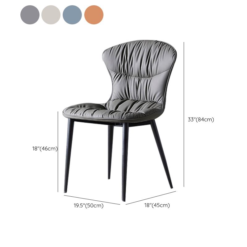 Faux Leather Dining Chair Wingback Armless Chair with Black Legs