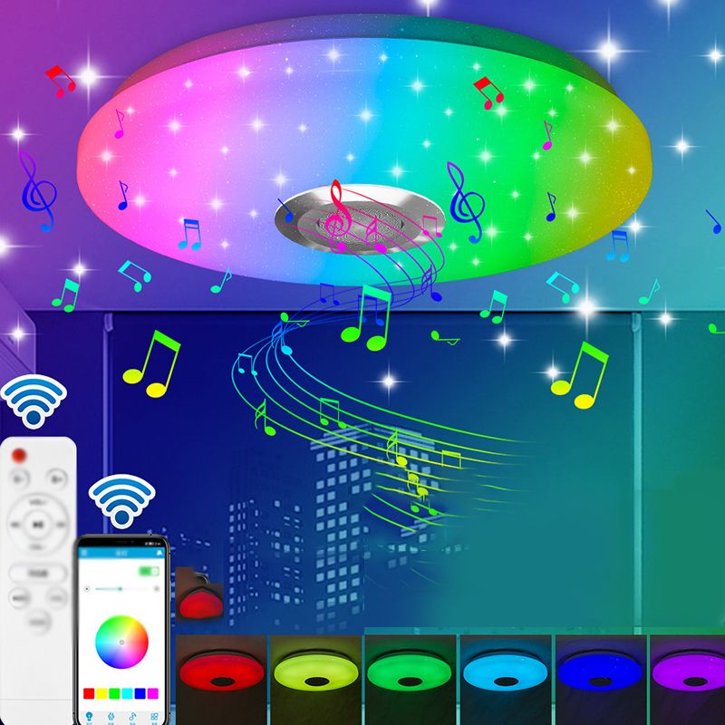 Plafonnier intelligent de forme ronde en acrylique moderne à 1 lumière pour chambre d'étude