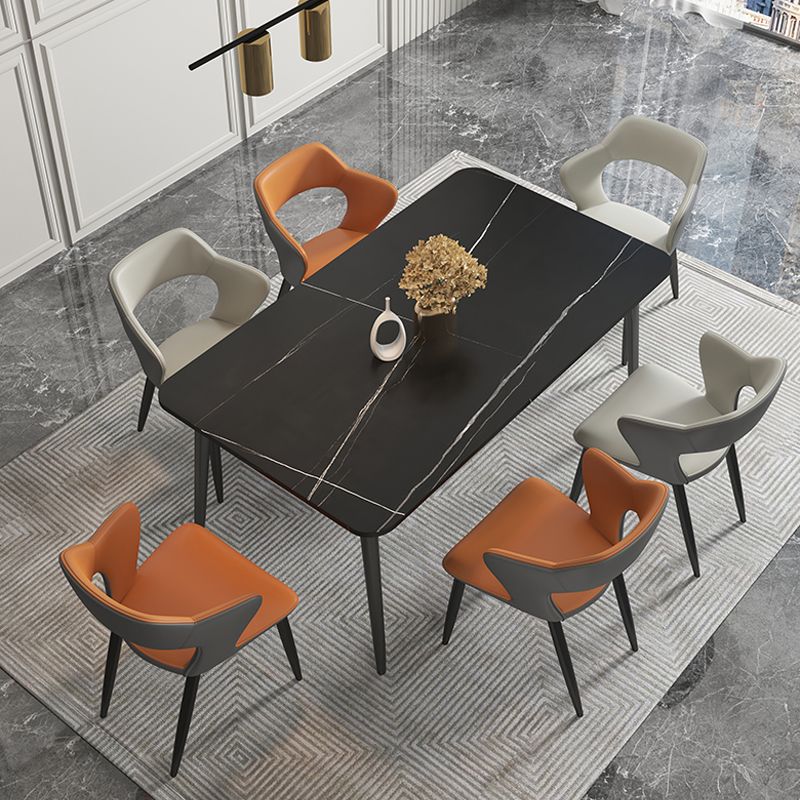 Chaises de salle à manger en métal de style moderne, chaise latérale à bras arrière ouvert pour la cuisine