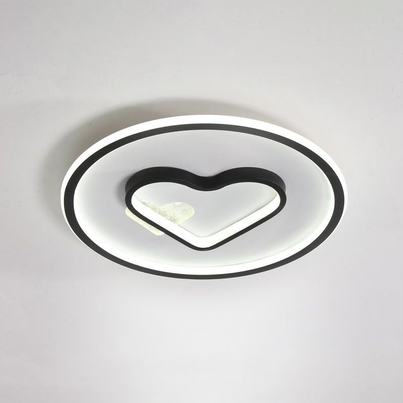 Kid LED Flush Mount Lamp Pink/Blue/Black Circle and Loving Heart Ceiling Fixture with Acrylic Shade