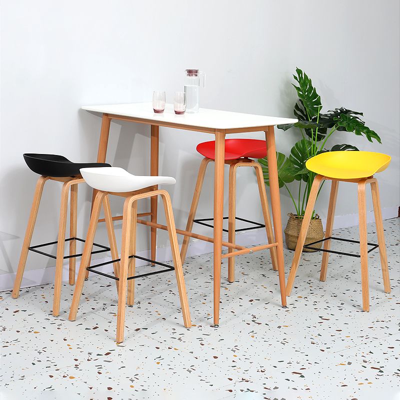 30-inch Modern Beech Wood Barstool Simple Backless Indoor Tall Stool with Plastic Seat