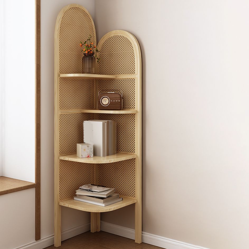 Contemporary Wooden Bookshelf Corner 4 Shelves Closed Back Bookcase