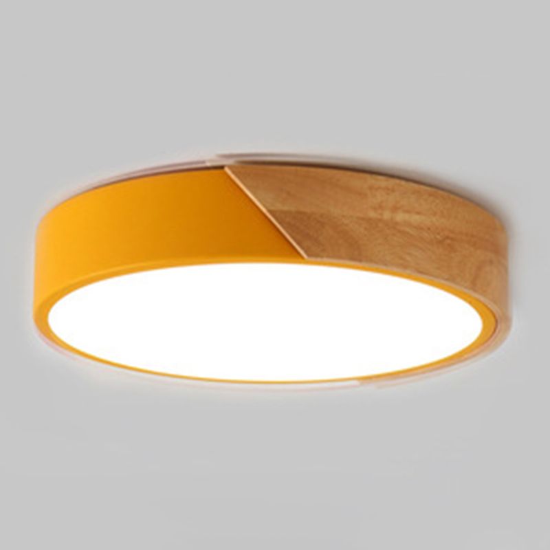 Plafonnier LED Style Macron avec cadre en métal et bois, plafonnier encastré pour salon