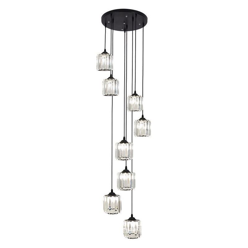 Cilindrische kristal prisma hanger moderne stijl zwart zwart hangend licht voor trap