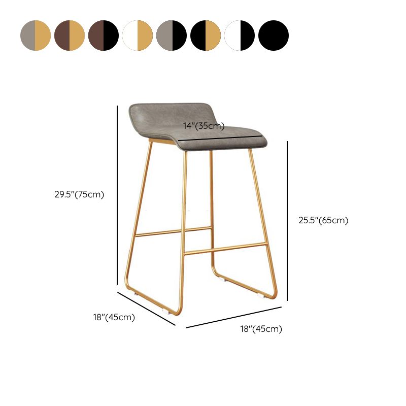Modern Style Metal Bar Stool Leather Low Back Counter Stool for Restaurant