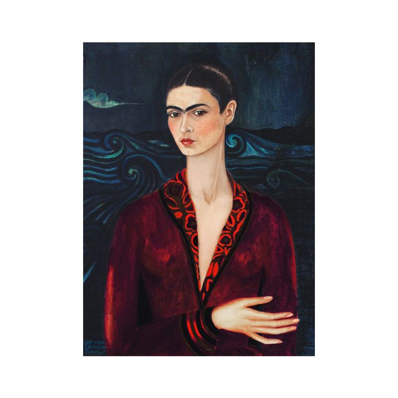 Elegant Model Portrait Painting for Girls Bedroom Figure Canvas Wall Art in Purple
