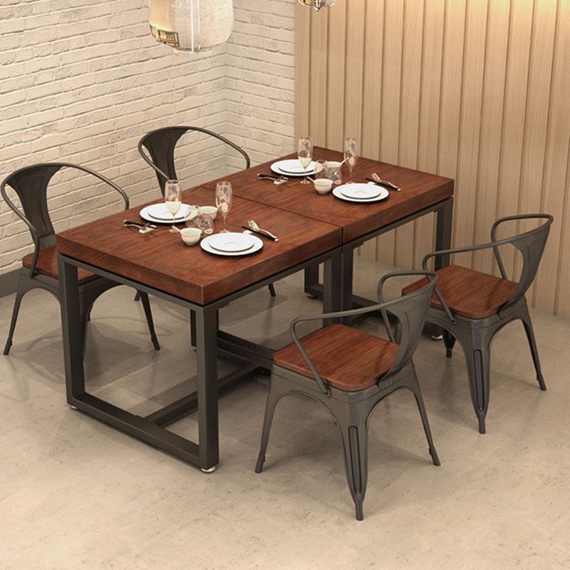 Industrial 1/2/3/5 Pieces Dining Set Square Solid Wood Dining Table Set