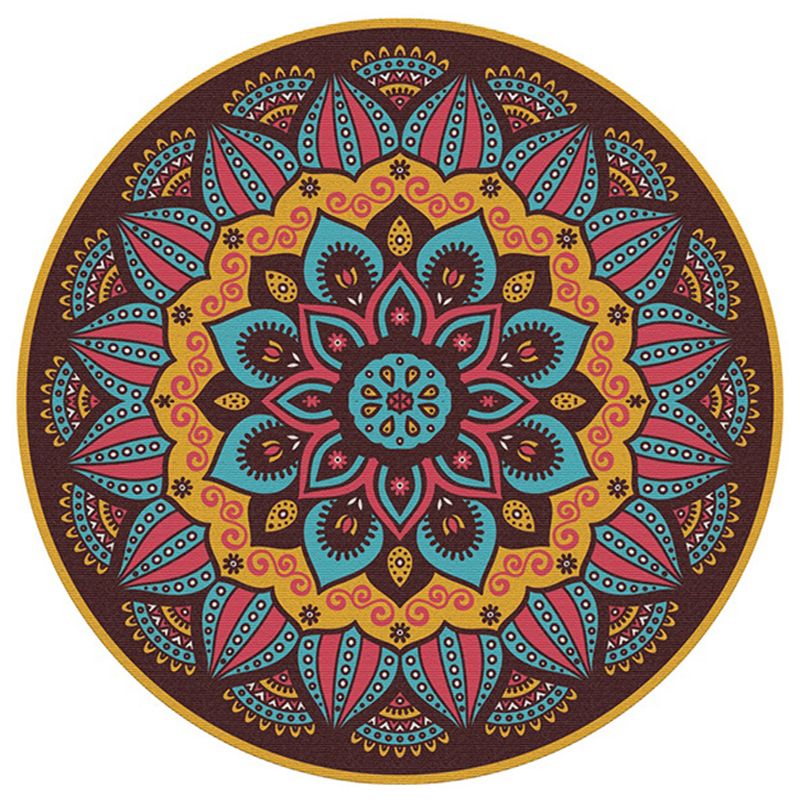 Orange Vinatge Rug Polyester Graphic Rug Non-Slip Backing Area Rug for Living Room