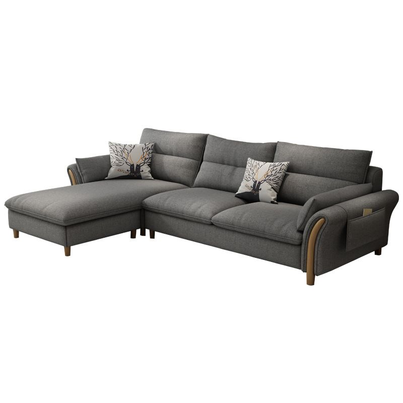 Nrdic Fabric Stationary Living Room Flared Arm Cushions Sofa Chaise