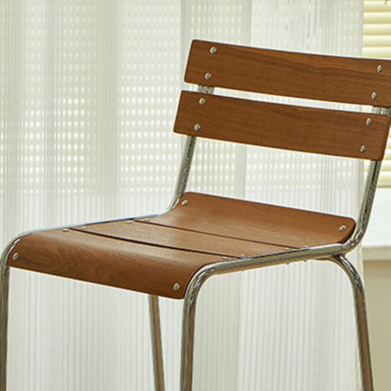 Modern Style Counter Stool Wood Low Back Barstool with Footrest