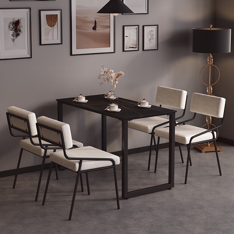 Industrial PU Leather Dining Chair Open Back Upholstered Dining Side Chair