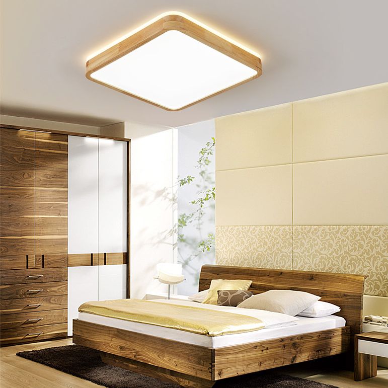 Geometrievorm LED-plafondlamp Modern hout 1-lichts inbouw voor slaapkamergang