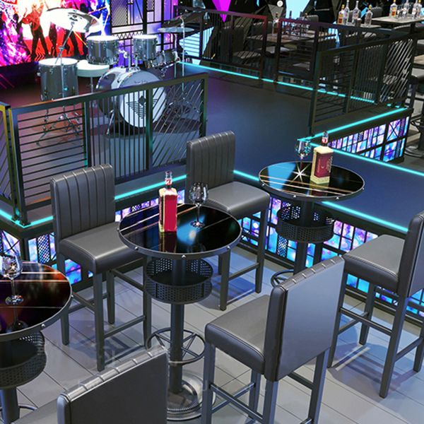 Industrial Style Bar Height Table Cafe Bar Dining Table with Storage