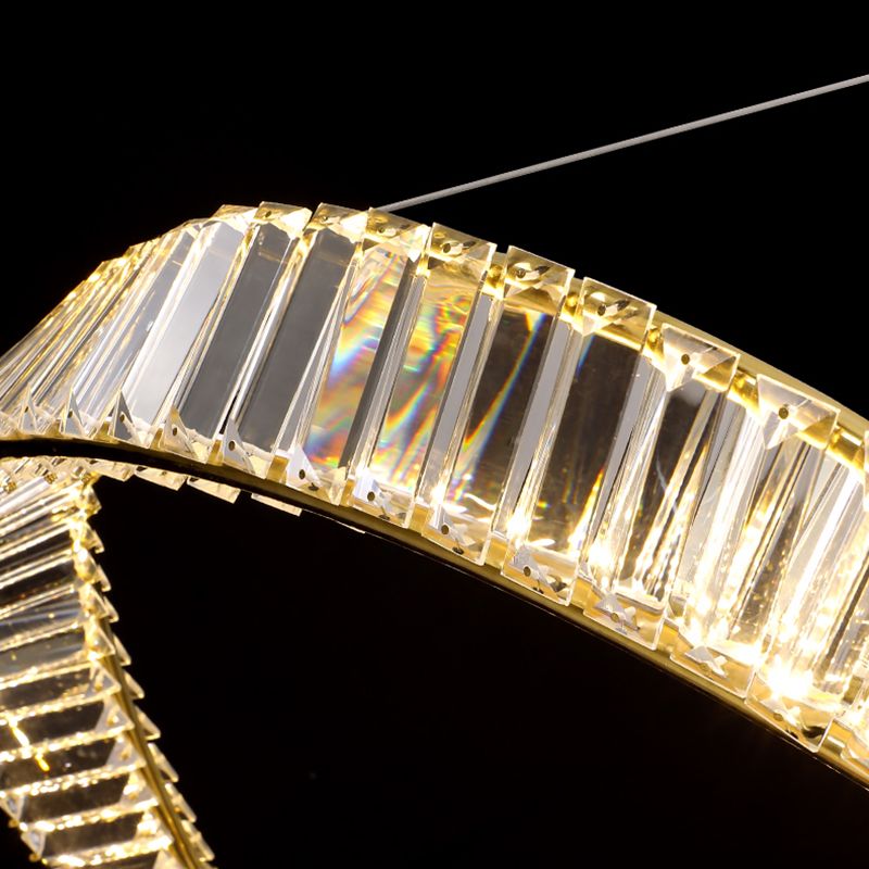 Gold Crystal Hanging Pendant Lights Contemporary style Tiered Hanging Lamps for Living Room