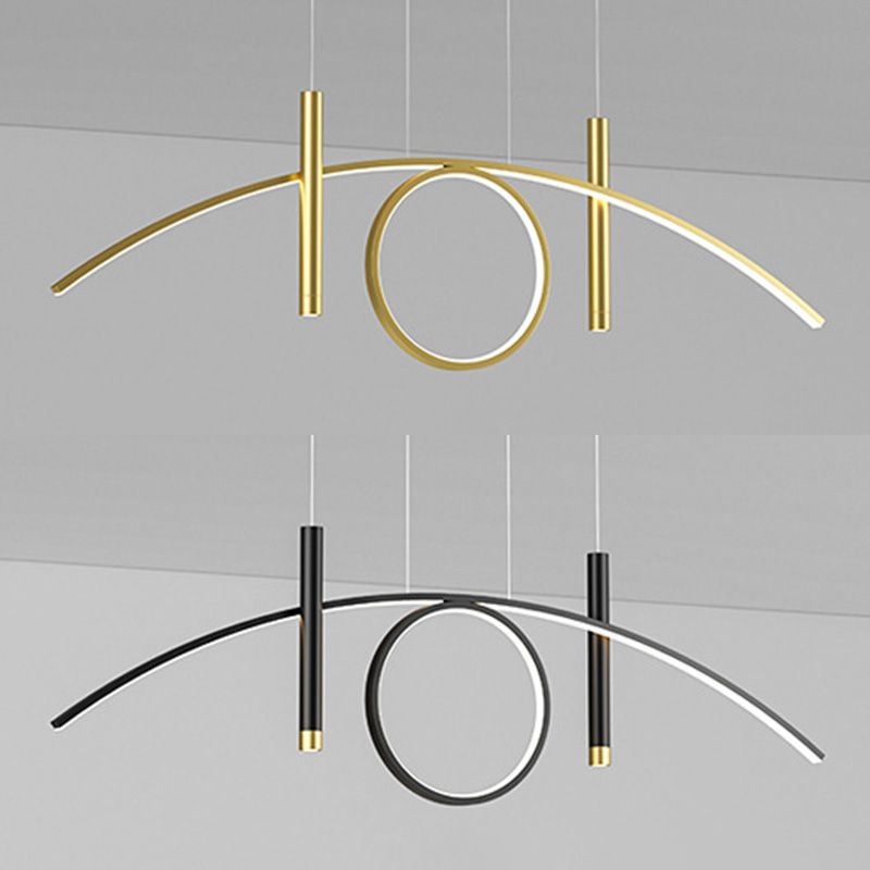Luce isola lineare a LED acrilico in moderna luce a sospensione in ferro battuto per sala da pranzo