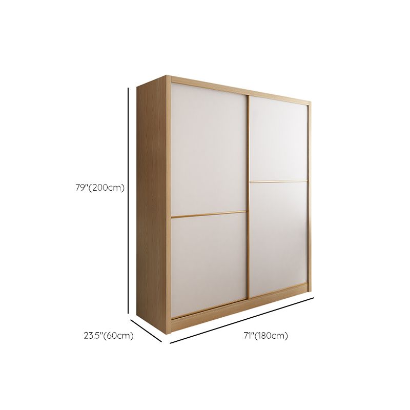 Contemporary Wooden Wardrobe Modern Cloth Rod Included Wardrobe Closet for Bedroom