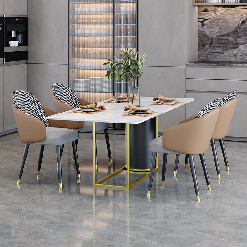 Nordic 1/5 Pieces Dining Set Rectangle Stone Dining Table for Living Room