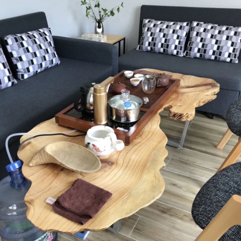 Modern Live Edge Coffee Table Geometric Red Wood Sled Cocktail Table