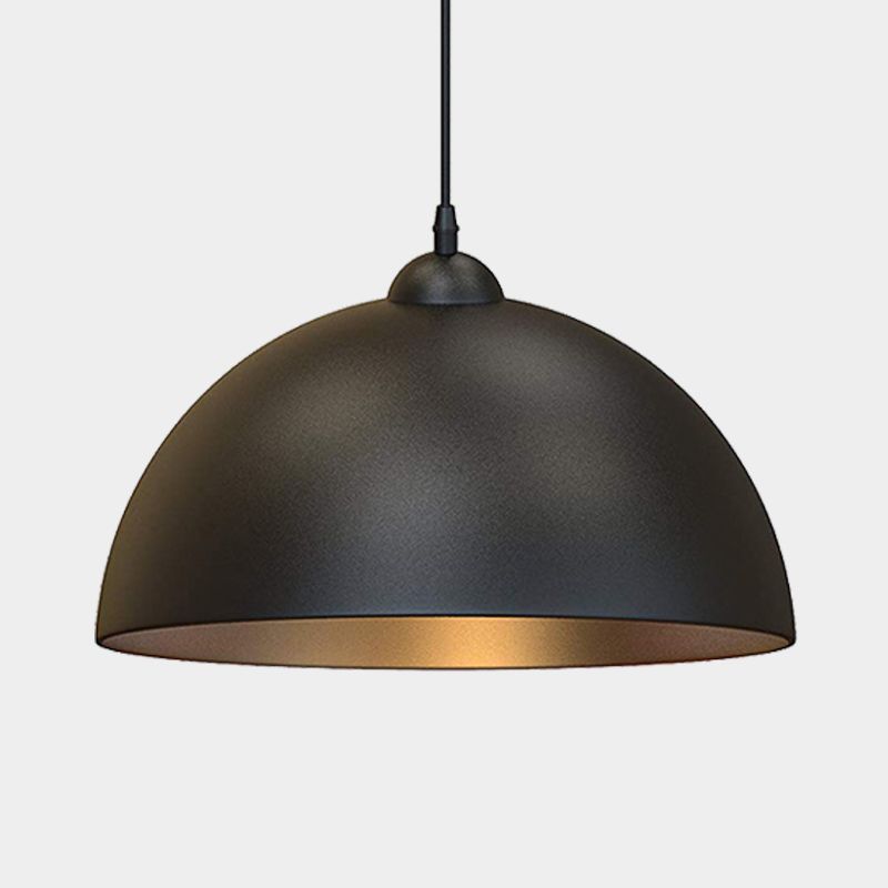Dome Metal Pendant Lighting Industrial 1 Bulb Dining Room Ceiling Hang Fixture in Black