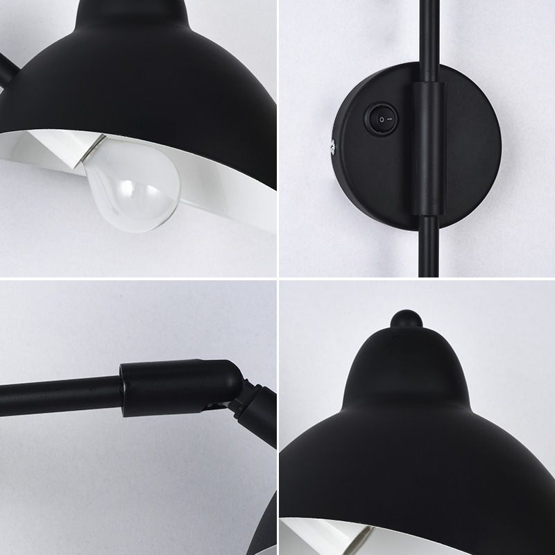 Black Duckbill Reading Wall Lamp Vintage Metal 1 Bulb Bedroom Wall Light