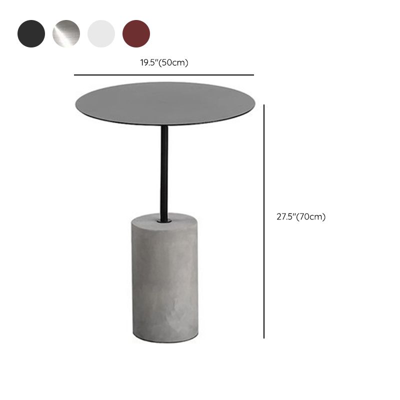 Modern Metal Round Top Side Table Concrete Pedestal End Table
