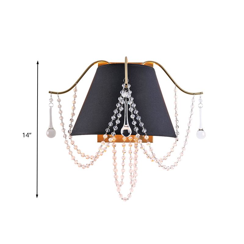 Perlenwand montiertes Licht traditioneller durchscheinender Kristall 2 Lichter Schwarze Wandleuchtenbeleuchtung