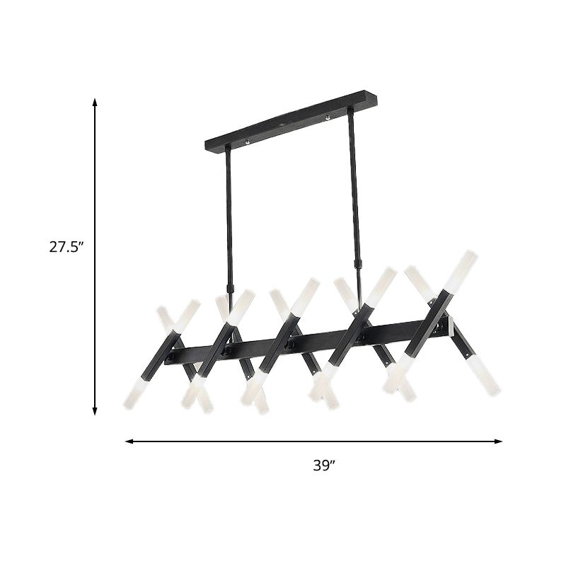 Acrylic Tube Island Pendant Modern 16/20 Lights Black/White/Gold Ceiling Pendant Light for Dining Room