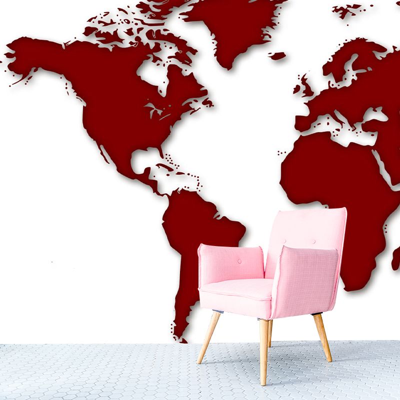 Eco-friendly Wall Mural Horizontal Illustration Map Decorative for Room