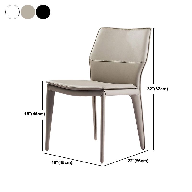 Contemporary Metal Dining Room Chair Armless Leather Dining Chairs for Home Use