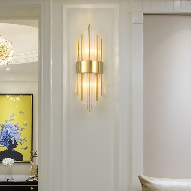 Kristallzylindrische Wandleuchte moderne Stil 2 Leuchten Wandmontierte Lampen