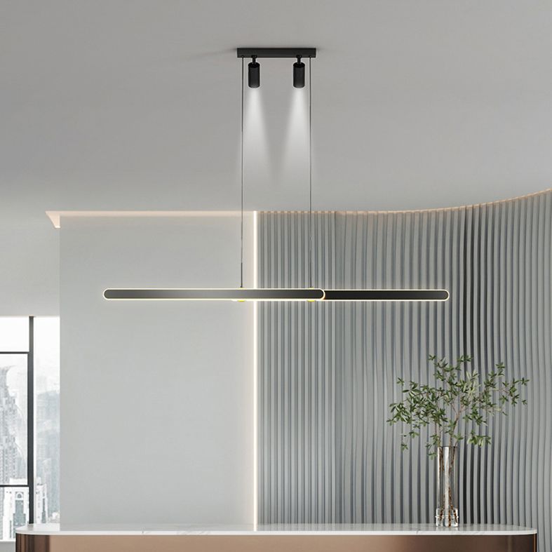 Accesorio de iluminación de lámpara de metal lineal estilo led isla negra led lámpara de techo de techo