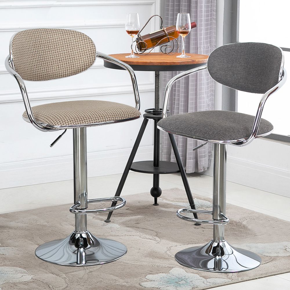 Modern Metal Low Back Bar Stool Armed Adjustable Swivel Bucket Counter Stool