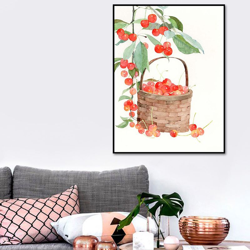 Farmhouse Plant Painting Canvas Print White Textured Wall Art Decor for Dining Room