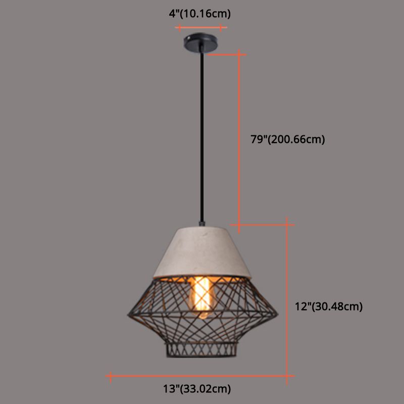 Drahtkäfig Schatten Anhänger Beleuchtung Urban Retro 1 Light Restaurant Hanging Lamp mit Zementoberteil