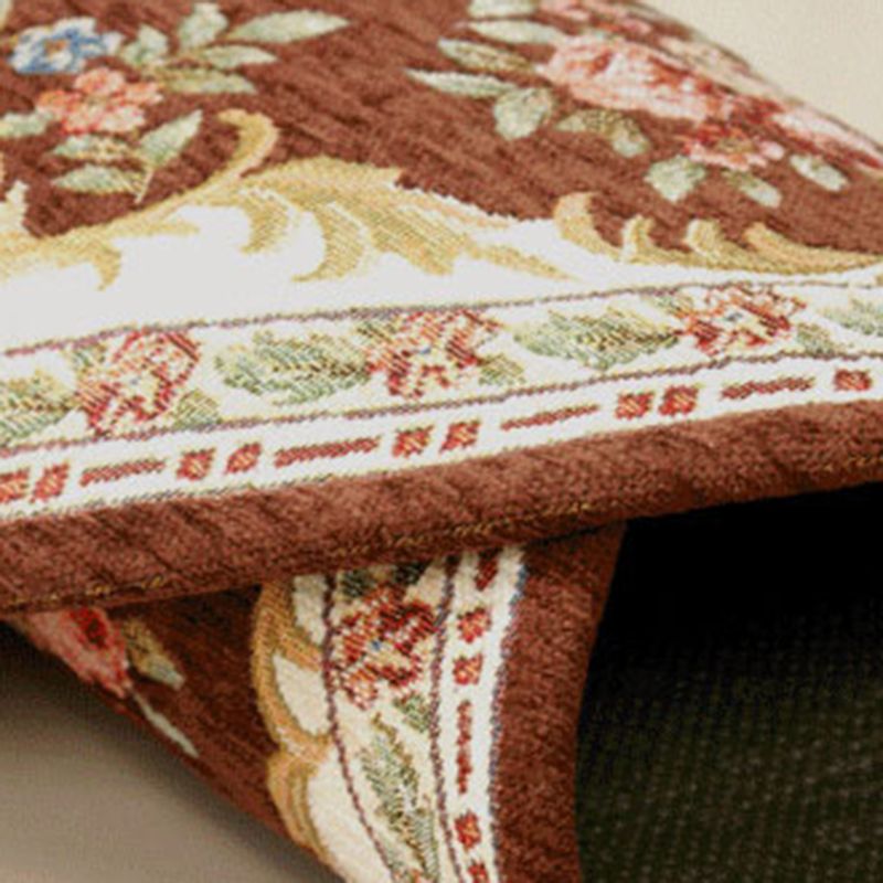 Round Gray Tone Modern Indoor Rug Polyester French Floral Print Rug Non-Slip Backing Indoor Rug for Living Room