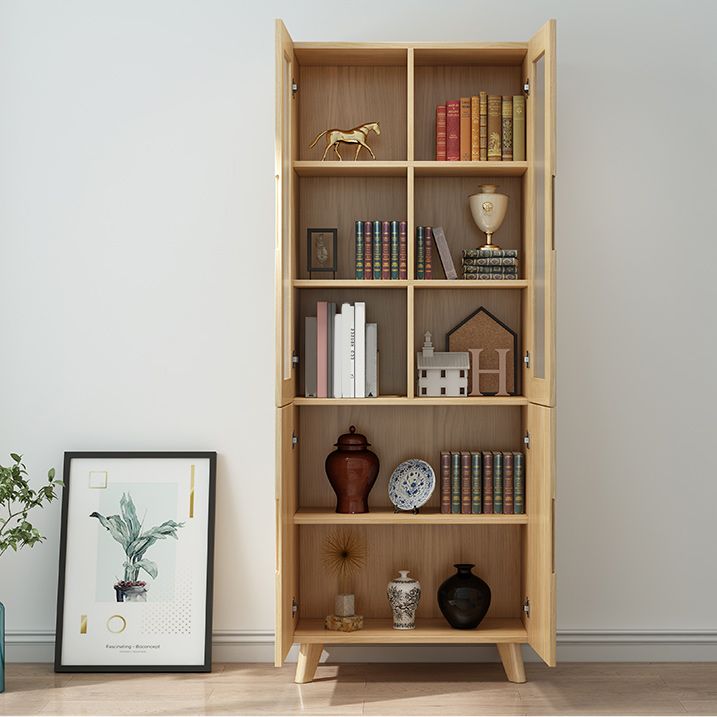 Contemporary Cabinet Rectangle Glass Paned With Doors Pine Accent Cabinet