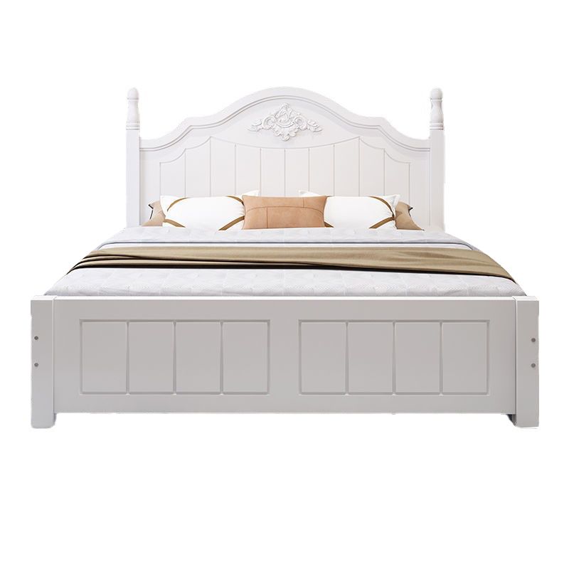 French Country Panel Bed with Headboard Standard Bed Arched White