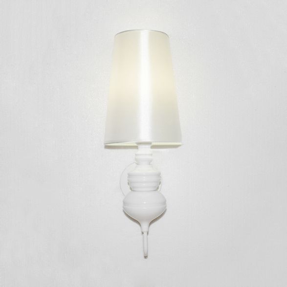 Tapered Wall Sconce Lighting Contemporary Fabric White/Black/Silver LED Sconce Light, 6"/8"/10" Dia