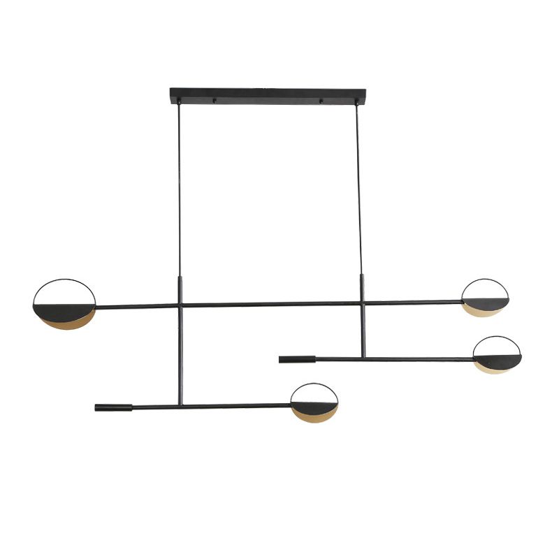 4-Light Golden/Black Island Lighting Modern Unique LED Ceiling Light for Dining Room