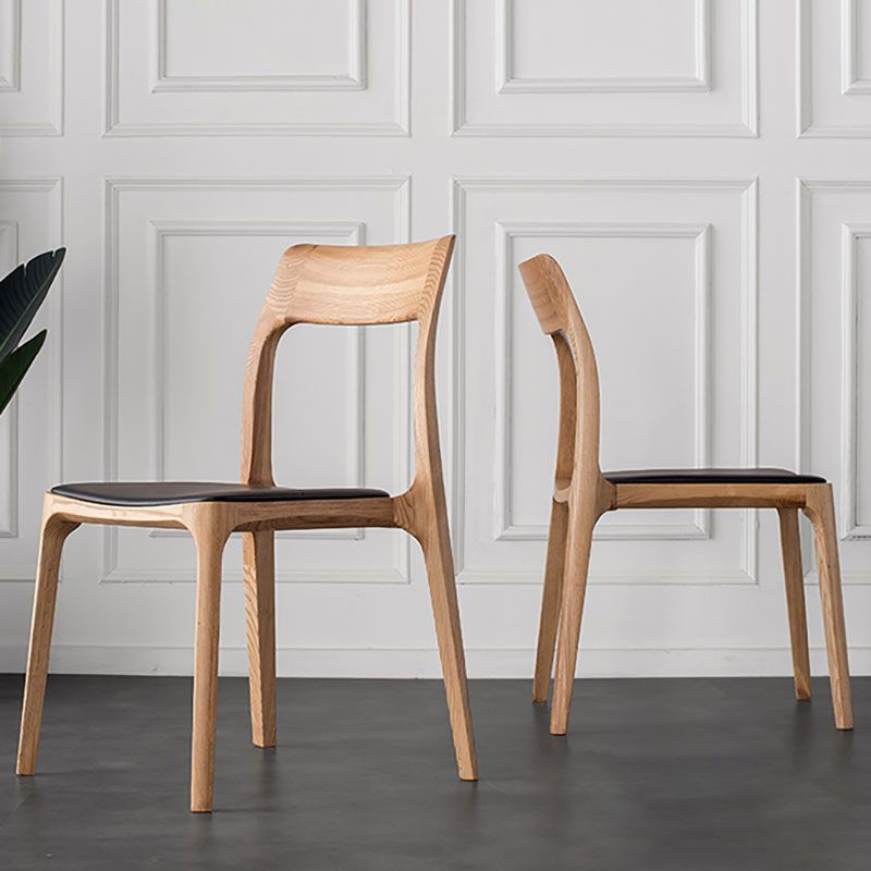 Industrial Design Open Back Dining Side Chair for Home Wood Legs Armless Side Chairs