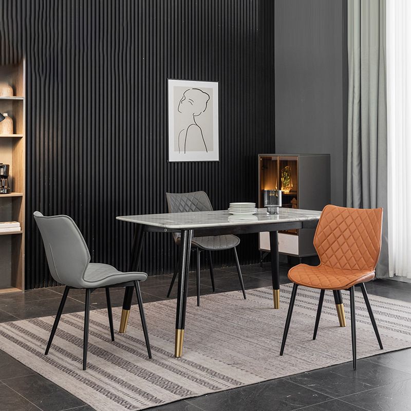 Upholstered Dining Chairs Wingback Side Chair with Metal Legs