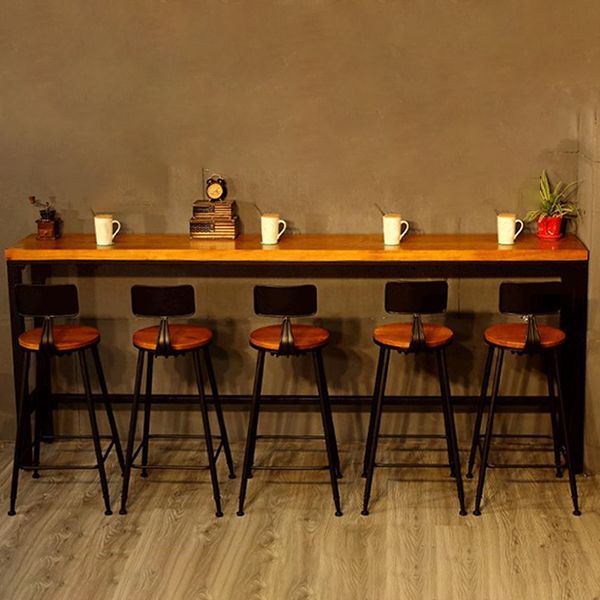 Modern Bar Table Set 1/6/11 Pieces Rectangle Wood Counter Table with High Stools for Bar