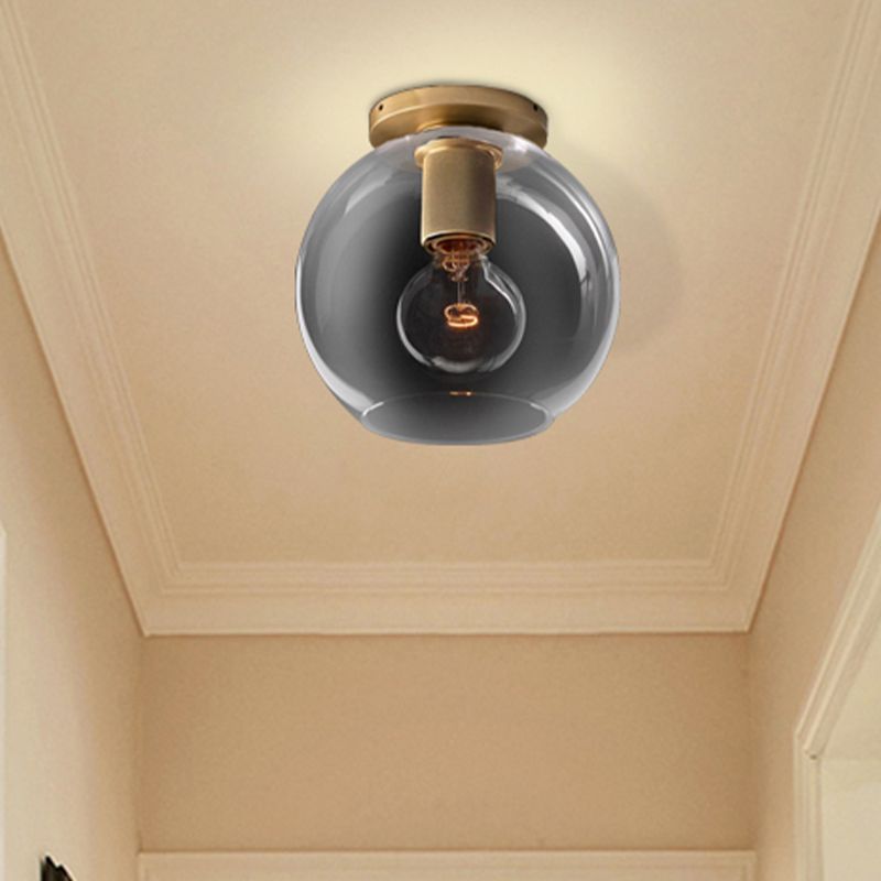 Globe/cône/cylindre/trompette en verre plafonnier suspendu moderne 1 lumière éclairage encastré en laiton pour balcon