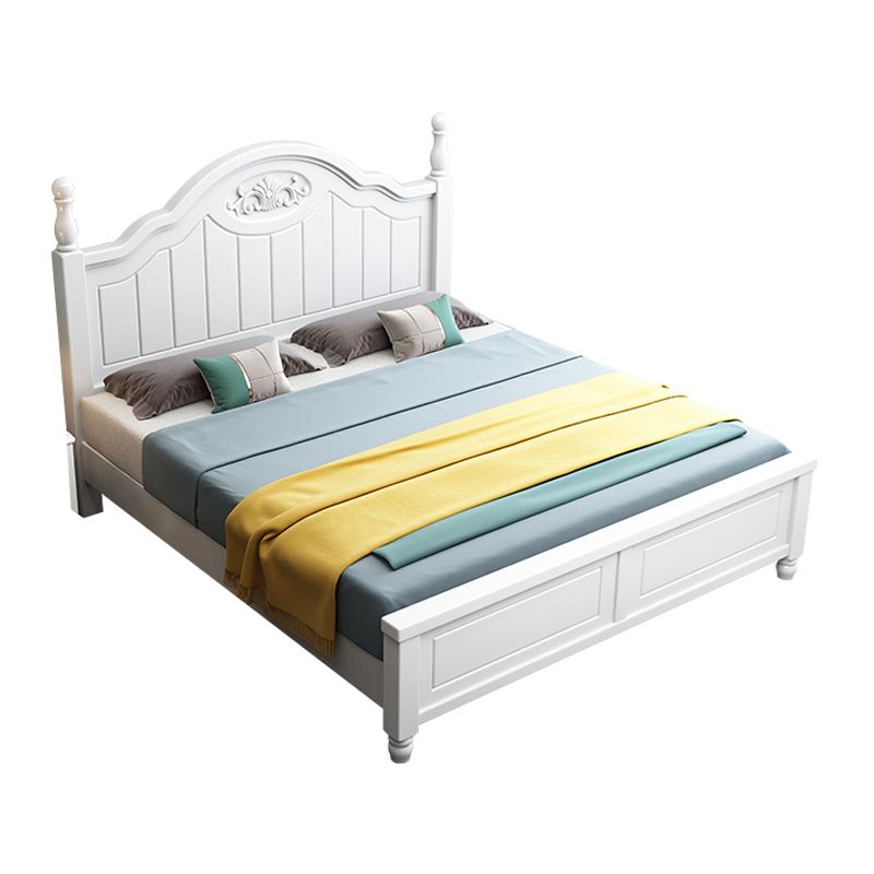 French Country Bed 83.46" Long Bed with Arched Headboard in White