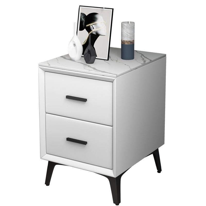 Modern Slate Top Night Table Bedroom 2 Drawers Night Stand with Legs