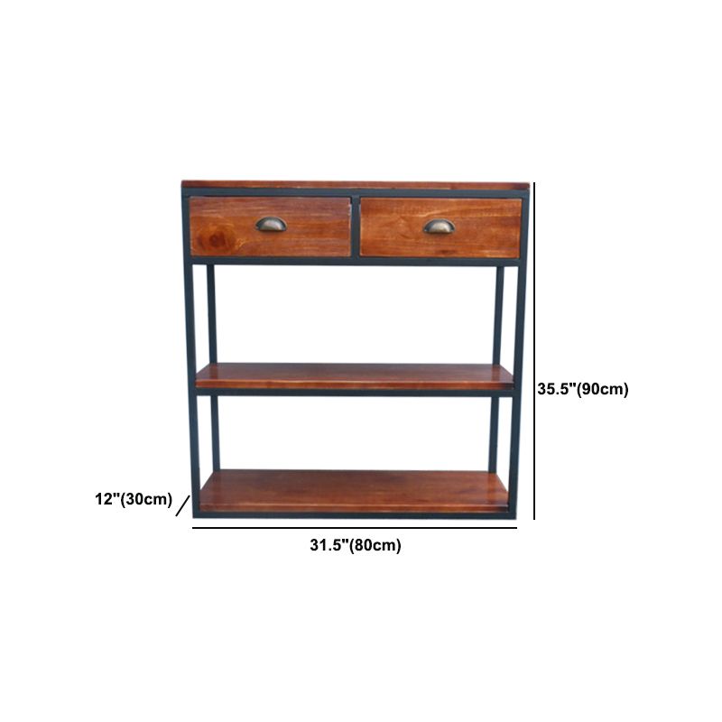 Contemporary Metal and Wood Book Shelf Open Home Shelf Bookcase with Shelves