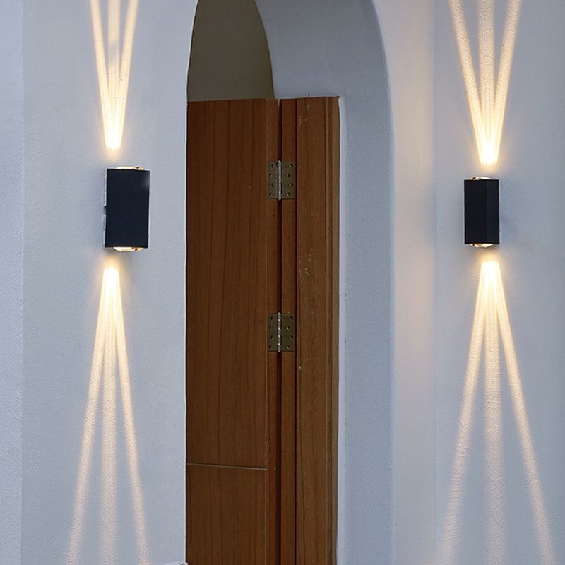 Contemporary Rectangular Wall Sconce Metal 2 Lights Wall Light in Black